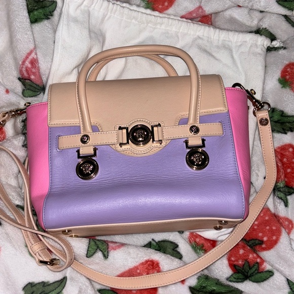 Versace Handbags - VERSACE handbag Medusa Pink Purple Beige with Gold